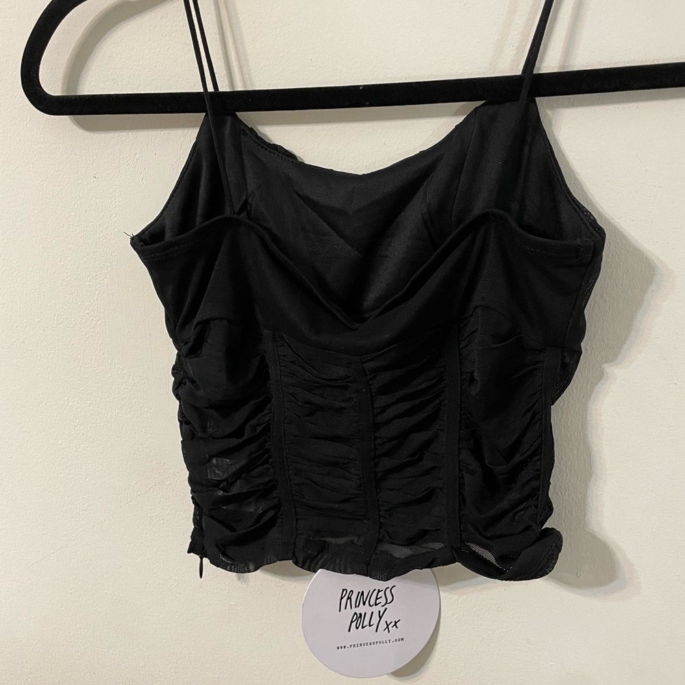 Princess Polly Black shirt tank ribbed size 2 NWT - Picture 3 of 5